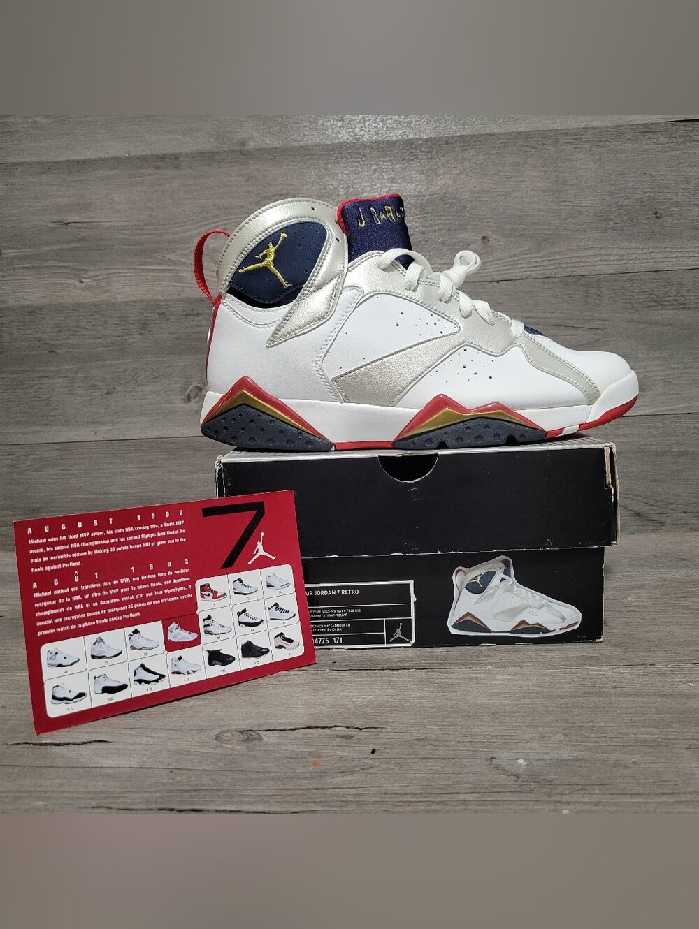 Air Jordan 7 Retro Olympic 2004 Size 10 Mens (304775-171) White Red Blue
